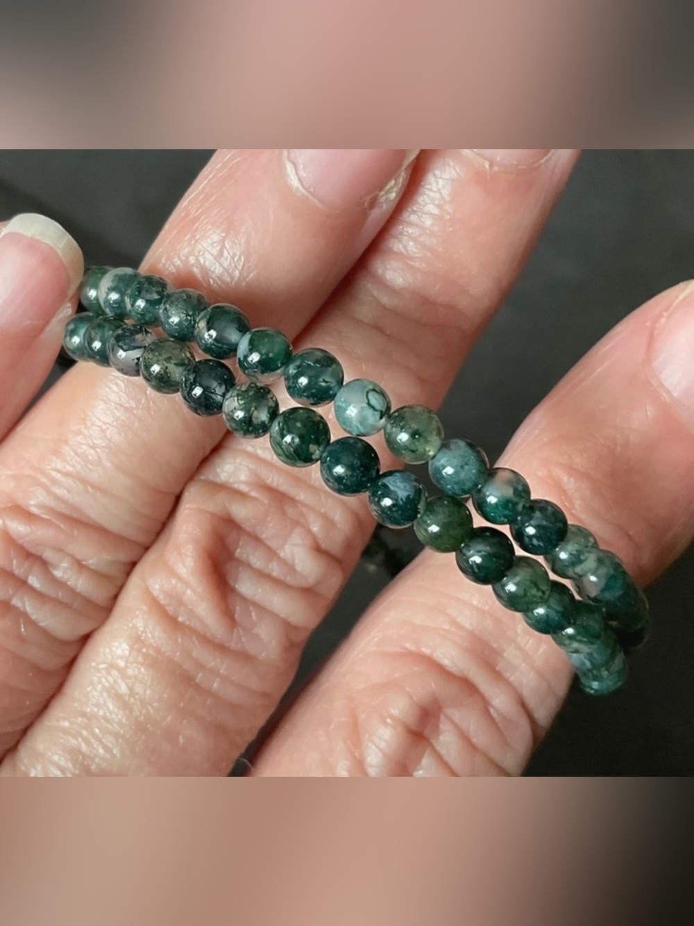 Moss Agate Memory Wire Bracelet